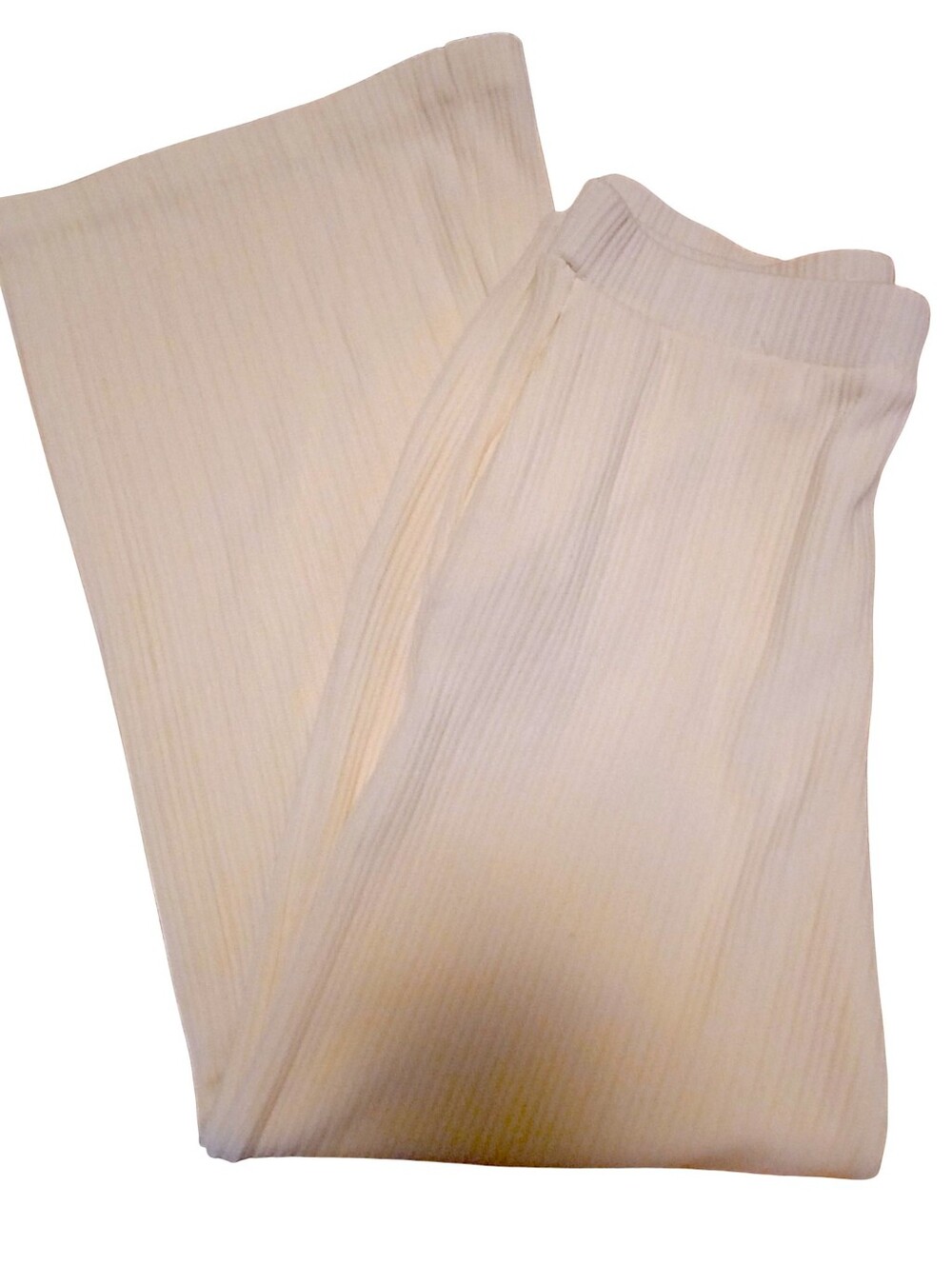NWOT High Waist Wide Leg Cream Vertical Ribbed Knit Pockets Sz M